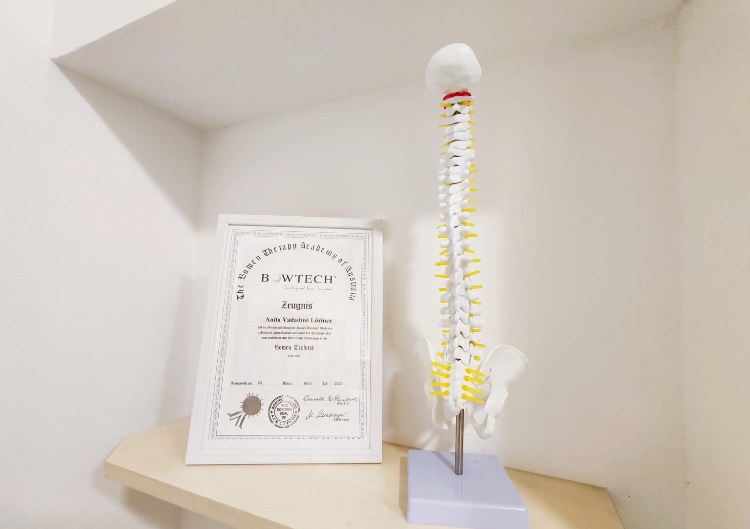 A BOWTECH – The Bowen Therapy Academy of Australia alapképzésének oklevele, 2025. március 23.